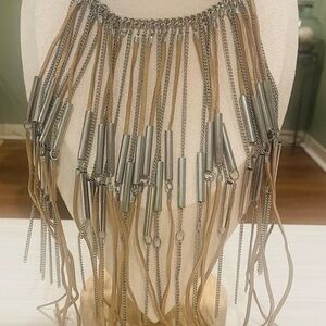 Vintage Chico Boho Fringe Statement Bib